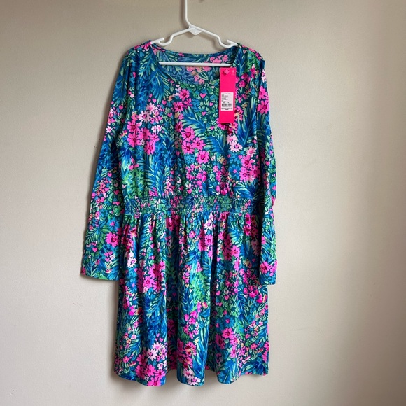 Lilly Pulitzer Girls Mylah Mini Dress Smocked Printed Cotton XL 12-14 YRS - Picture 5 of 9